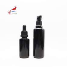 30ml 50ml black dark high quality violet glass serum lotion bottle with dropper pump spray for cosmetic essential oil VB-24B